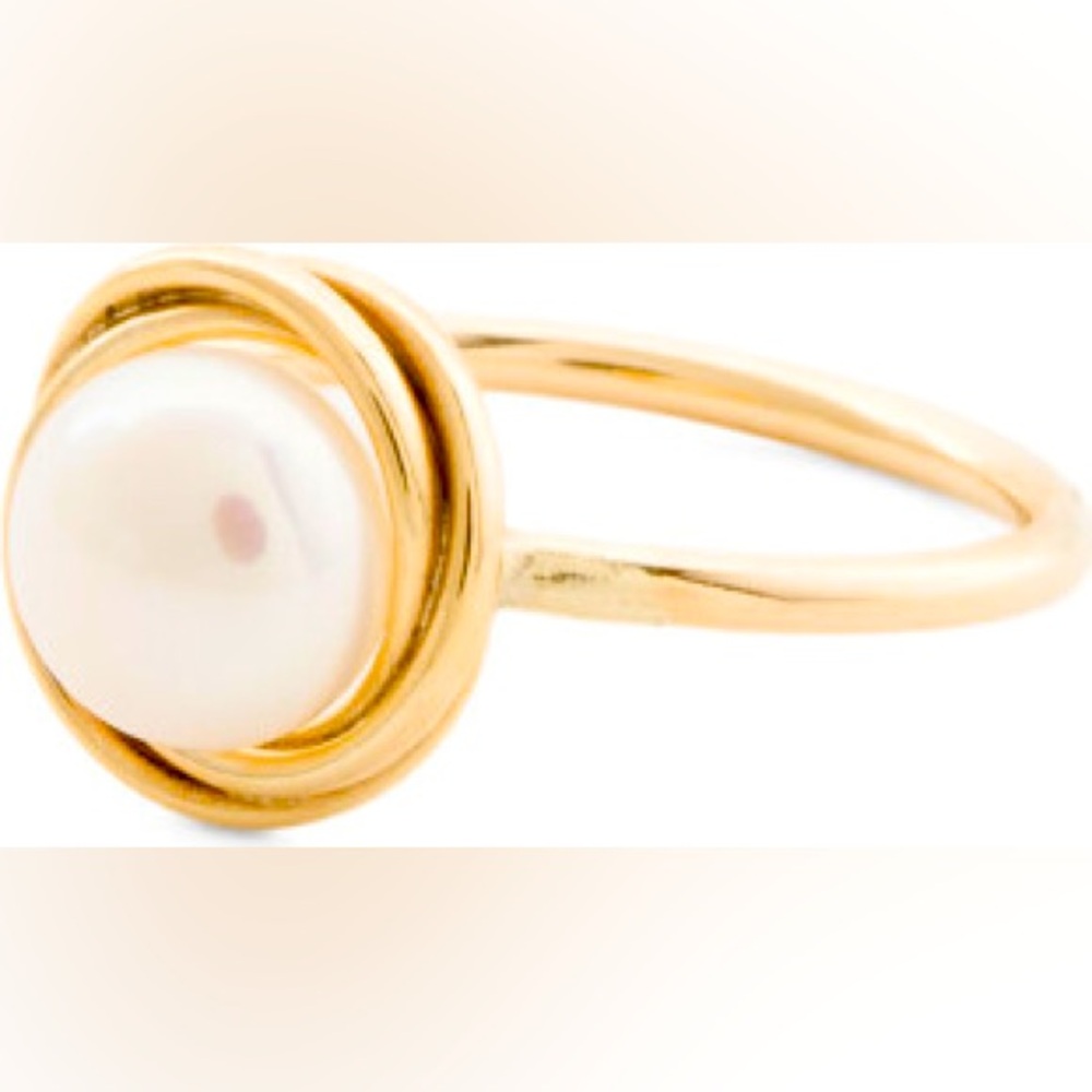 14Kt Gold Freshwater Pearl Love Knot Ring